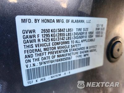Zdjęcie 13 z 13 samochodu: 2019 HONDA PILOT LX VIN:5FNYF6H16KB050567 - miniatura
