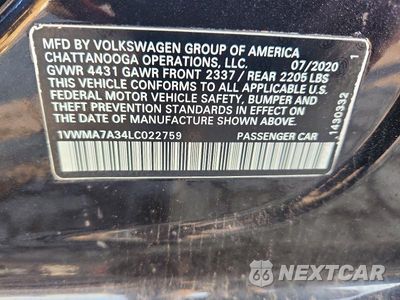 Zdjęcie 13 z 13 samochodu: 2020 VOLKSWAGEN PASSAT R-LINE VIN:1VWMA7A34LC022759 - miniatura
