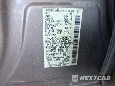 Zdjęcie 13 z 13 samochodu: 2007 NISSAN XTERRA X VIN:5N1AN08W07C514207 - miniatura
