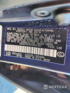 Zdjęcie 12 z 12 samochodu: 2019 LEXUS ES 300H VIN:58AB21B1XKU004393 - miniatura