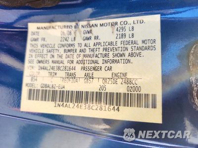 Zdjęcie 13 z 13 samochodu: 2008 NISSAN ALTIMA 2.5 S VIN:1N4AL24E38C281644 - miniatura