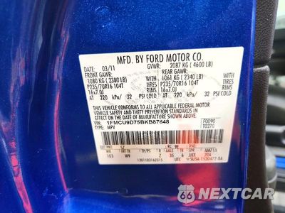 Zdjęcie 12 z 12 samochodu: 2011 FORD ESCAPE XLT VIN:1FMCU9D75BKB87848 - miniatura