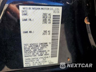 Zdjęcie 12 z 12 samochodu: 2016 NISSAN ALTIMA 3.5 SL VIN:1N4BL3AP1GC242047 - miniatura