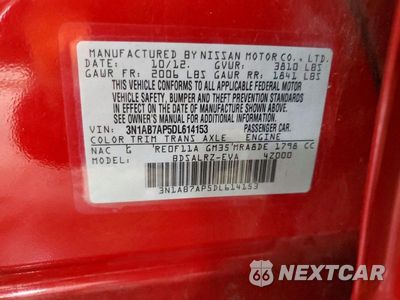 Zdjęcie 12 z 12 samochodu: 2013 NISSAN SENTRA S VIN:3N1AB7AP5DL614153 - miniatura