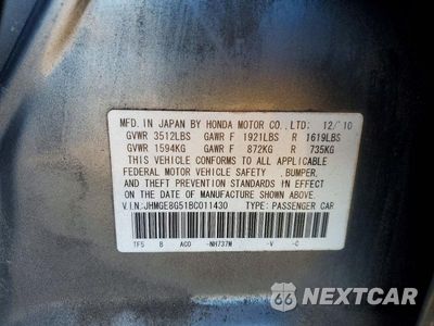 Zdjęcie 12 z 12 samochodu: 2011 HONDA FIT SPORT VIN:JHMGE8G51BC011430 - miniatura