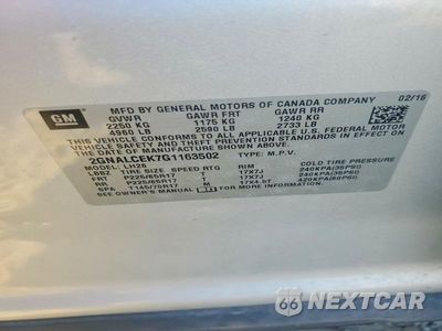 Zdjęcie 13 z 13 samochodu: 2016 CHEVROLET EQUINOX LT VIN:2GNALCEK7G1163502 - miniatura