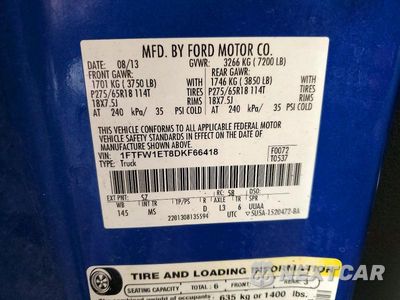 Zdjęcie 12 z 12 samochodu: 2013 FORD F150 SUPERCREW VIN:1FTFW1ET8DKF66418 - miniatura