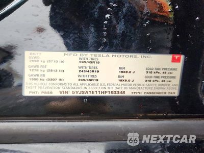 Zdjęcie 12 z 12 samochodu: 2017 TESLA MODEL S VIN:5YJSA1E11HF193348 - miniatura