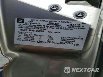 Zdjęcie 12 z 12 samochodu: 2003 CHEVROLET SILVERADO C1500 VIN:2GCEC19V031243804 - miniatura