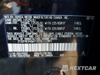 Zdjęcie 13 z 13 samochodu: 2016 TOYOTA RAV4 LE VIN:2T3ZFREV4GW311774 - miniatura
