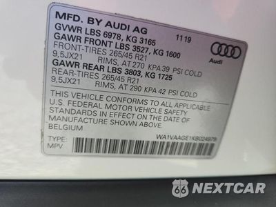 Zdjęcie 13 z 13 samochodu: 2019 AUDI E-TRON PRESTIGE VIN:WA1VAAGE1KB024979 - miniatura