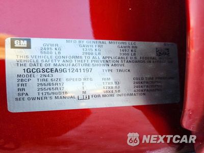Zdjęcie 12 z 12 samochodu: 2016 CHEVROLET COLORADO LT VIN:1GCGSCEA9G1241197 - miniatura