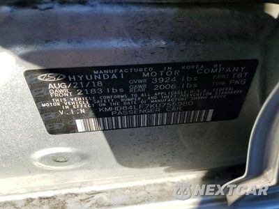 Zdjęcie 12 z 12 samochodu: 2019 HYUNDAI ELANTRA SEL VIN:KMHD84LF7KU755980 - miniatura