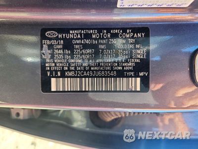 Zdjęcie 13 z 13 samochodu: 2018 HYUNDAI TUCSON SE VIN:KM8J2CA49JU683548 - miniatura