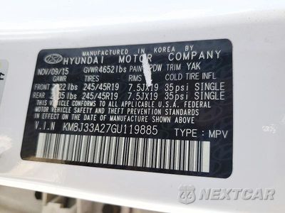 Zdjęcie 13 z 13 samochodu: 2016 HYUNDAI TUCSON LIMITED VIN:KM8J33A27GU119885 - miniatura