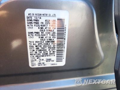 Zdjęcie 12 z 12 samochodu: 2015 NISSAN ROGUE SELECT S VIN:JN8AS5MV4FW751114 - miniatura