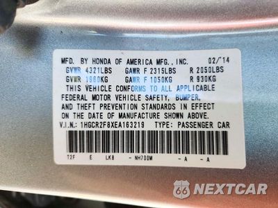 Zdjęcie 12 z 12 samochodu: 2014 HONDA ACCORD EXL VIN:1HGCR2F8XEA163219 - miniatura