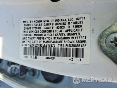 Zdjęcie 13 z 13 samochodu: 2014 HONDA CIVIC EXL VIN:19XFB2F90EE217973 - miniatura