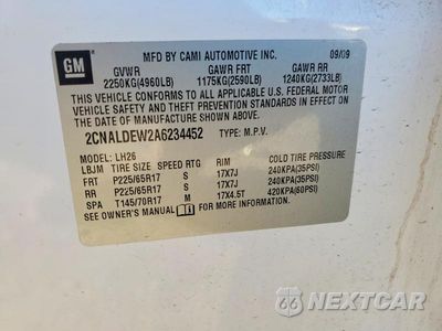 Zdjęcie 13 z 13 samochodu: 2010 CHEVROLET EQUINOX LT VIN:2CNALDEW2A6234452 - miniatura