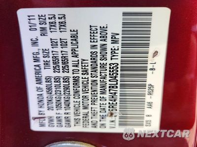 Zdjęcie 13 z 13 samochodu: 2011 HONDA CR-V SE VIN:5J6RE4H47BL045553 - miniatura