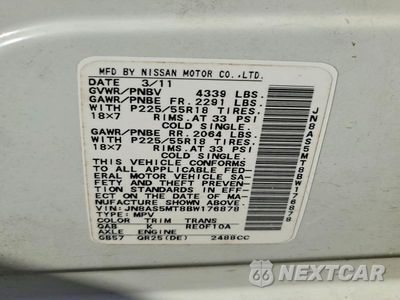 Zdjęcie 13 z 13 samochodu: 2011 NISSAN ROGUE S VIN:JN8AS5MT8BW176878 - miniatura
