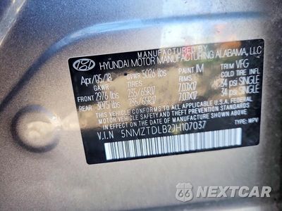 Zdjęcie 12 z 12 samochodu: 2018 HYUNDAI SANTA FE SPORT 2.4L VIN:5NMZTDLB2JH107037 - miniatura