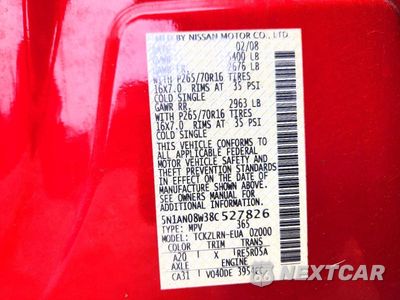 Zdjęcie 12 z 12 samochodu: 2008 NISSAN XTERRA X VIN:5N1AN08W38C527826 - miniatura