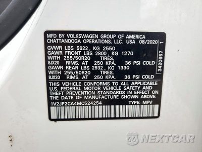 Zdjęcie 13 z 13 samochodu: 2021 VOLKSWAGEN ATLAS SE VIN:1V2JP2CA4MC524254 - miniatura