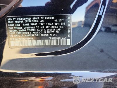 Zdjęcie 12 z 12 samochodu: 2017 VOLKSWAGEN PASSAT SEL PREMIUM VIN:1VWCM7A36HC053666 - miniatura