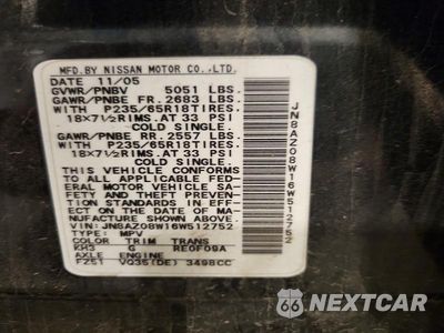 Zdjęcie 13 z 13 samochodu: 2006 NISSAN MURANO S VIN:JN8AZ08W16W512752 - miniatura