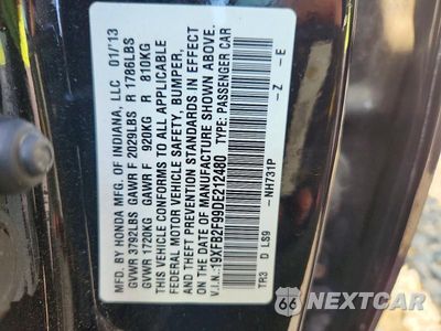 Zdjęcie 12 z 12 samochodu: 2013 HONDA CIVIC EXL VIN:19XFB2F99DE212480 - miniatura