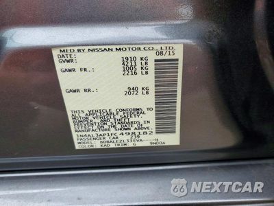 Zdjęcie 12 z 12 samochodu: 2015 NISSAN ALTIMA 2.5 S VIN:1N4AL3AP1FC498182 - miniatura