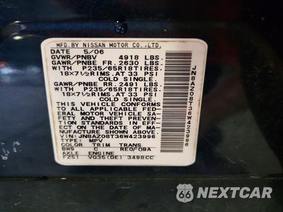 Zdjęcie 13 z 13 samochodu: 2006 NISSAN MURANO S VIN:JN8AZ08T36W423996 - miniatura