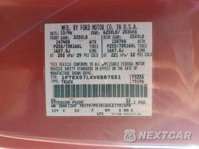 Zdjęcie 12 z 12 samochodu: 1997 FORD F150 VIN:1FTEX07LXVKB87051 - miniatura