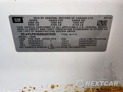 Zdjęcie 13 z 13 samochodu: 2013 CHEVROLET EQUINOX LT VIN:2GNFLPE36D6287605 - miniatura