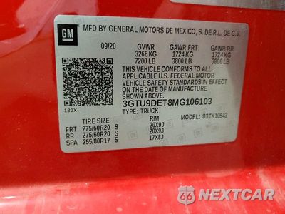 Zdjęcie 12 z 12 samochodu: 2021 GMC SIERRA K1500 SLT VIN:3GTU9DET8MG106103 - miniatura
