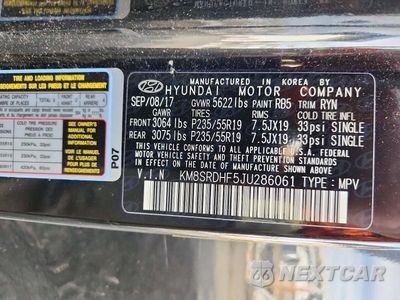 Zdjęcie 13 z 13 samochodu: 2018 HYUNDAI SANTA FE LIMITED ULTIMATE VIN:KM8SRDHF5JU286061 - miniatura