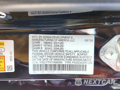 Zdjęcie 12 z 12 samochodu: 2026 HONDA ACCORD SE VIN:1HGCY1F41TA065560 - miniatura