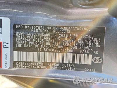 Zdjęcie 12 z 12 samochodu: 2016 TOYOTA CAMRY SE VIN:4T1BF1FK2GU177508 - miniatura