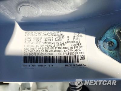 Zdjęcie 12 z 12 samochodu: 2025 HONDA CIVIC SPORT VIN:2HGFE2F50SH513887 - miniatura