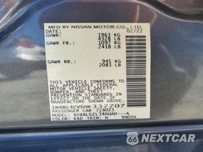 Zdjęcie 12 z 12 samochodu: 2022 NISSAN ALTIMA SR VIN:1N4BL4CV6NN337707 - miniatura