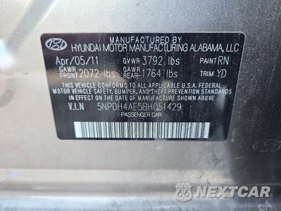 Zdjęcie 12 z 12 samochodu: 2011 HYUNDAI ELANTRA LIMITED VIN:5NPDH4AE5BH051429 - miniatura