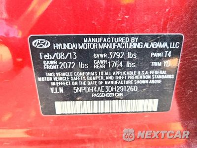 Zdjęcie 12 z 12 samochodu: 2013 HYUNDAI ELANTRA GLS VIN:5NPDH4AE3DH291260 - miniatura