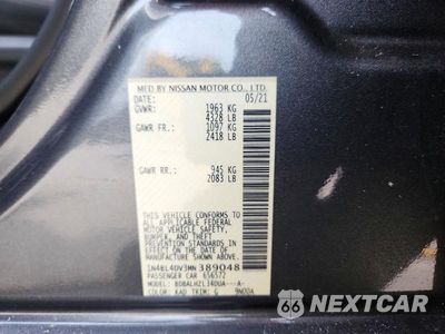 Zdjęcie 12 z 12 samochodu: 2021 NISSAN ALTIMA SV VIN:1N4BL4DV3MN389048 - miniatura
