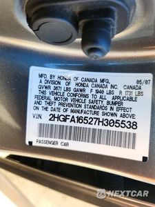 Zdjęcie 13 z 13 samochodu: 2007 HONDA CIVIC LX VIN:2HGFA16527H305538 - miniatura