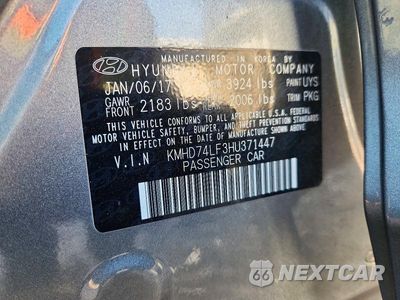 Zdjęcie 12 z 12 samochodu: 2017 HYUNDAI ELANTRA SE VIN:KMHD74LF3HU371447 - miniatura