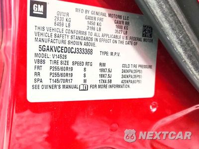 Zdjęcie 12 z 12 samochodu: 2012 BUICK ENCLAVE VIN:5GAKVCED0CJ333368 - miniatura