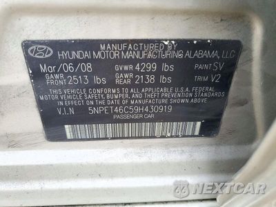 Zdjęcie 12 z 12 samochodu: 2009 HYUNDAI SONATA GLS VIN:5NPET46C59H430919 - miniatura