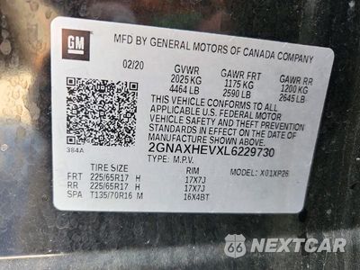 Zdjęcie 13 z 13 samochodu: 2020 CHEVROLET EQUINOX LS VIN:2GNAXHEVXL6229730 - miniatura