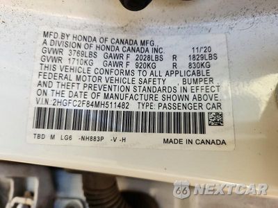 Zdjęcie 13 z 13 samochodu: 2021 HONDA CIVIC SPORT VIN:2HGFC2F84MH511482 - miniatura